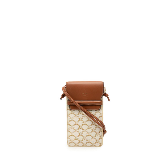 Celine Handbags - Pre-Loved Celine Triomphe Coated Canvas Phone Pouch Flap Crossbody
